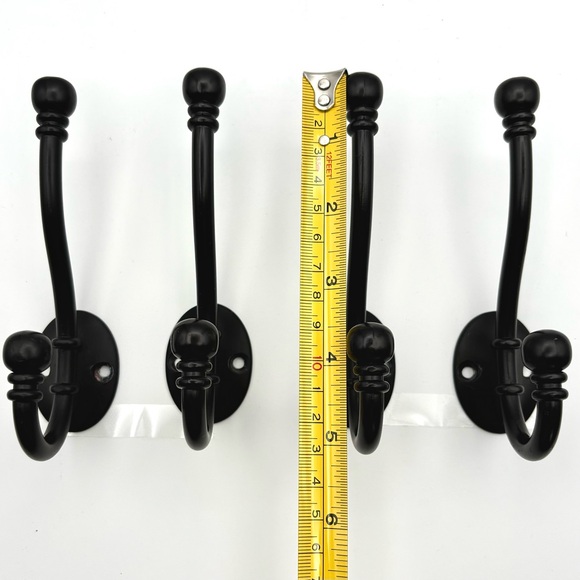 Ball End Coat & Hat Hook, Black - Set of 4 - Picture 5 of 7